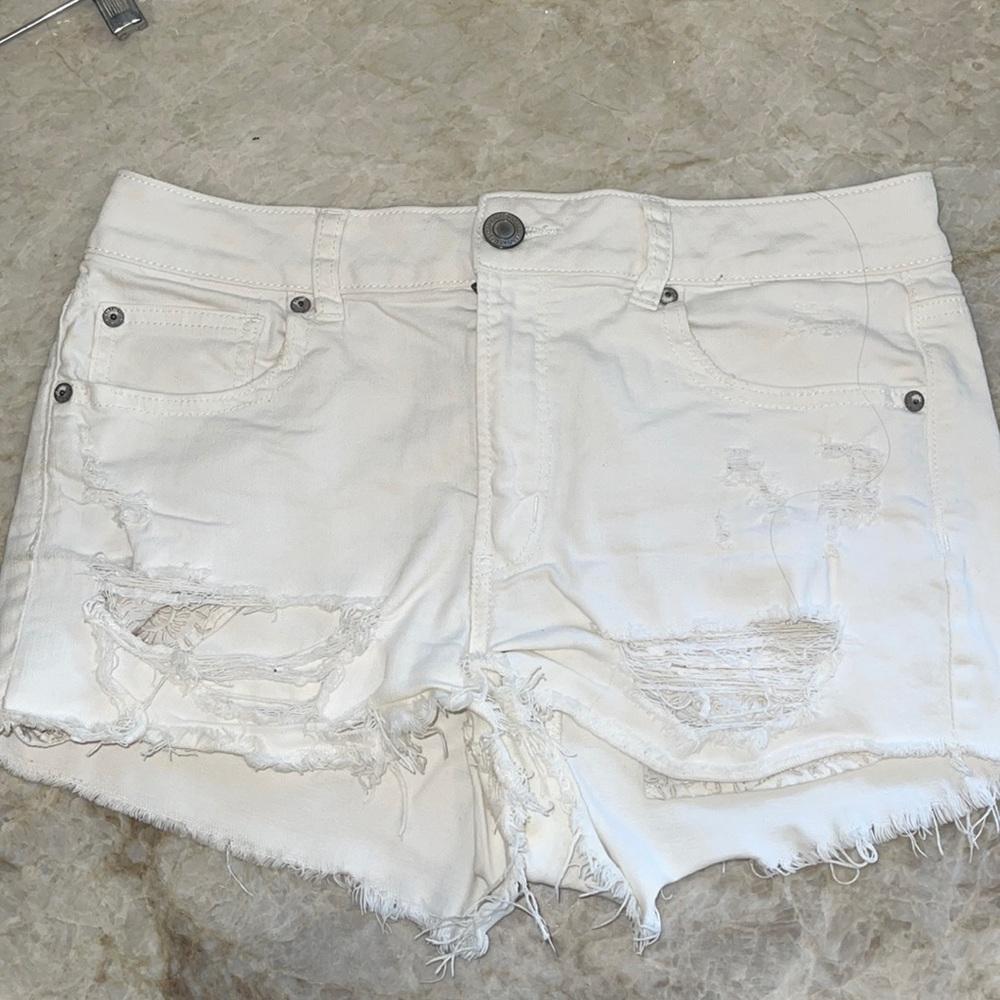 American eagle white jean shorts